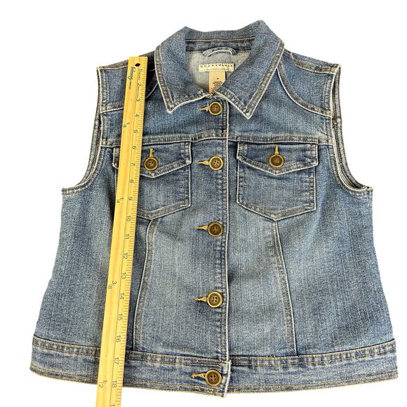Crazy Horse Denim Vest Women Size M Blue Medium Stone Wash Western Retro 90s Top - Picture 11 of 11